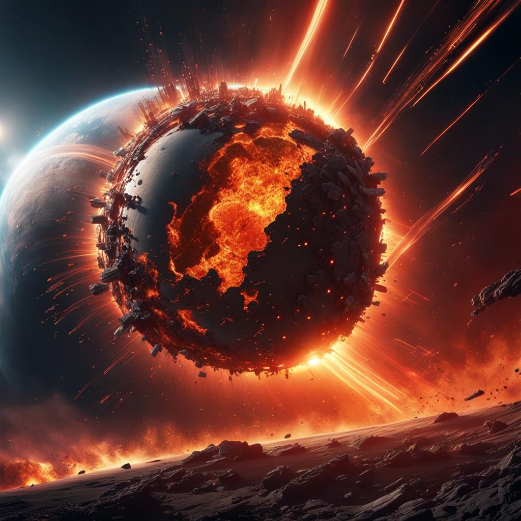 Earth Exploding in Space: Sci-Fi Digital Art