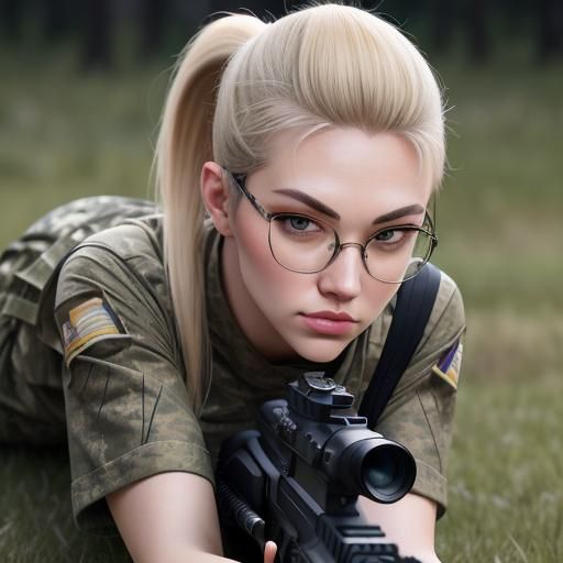 Nerdy Soldier Girl Shooting in Natural Light