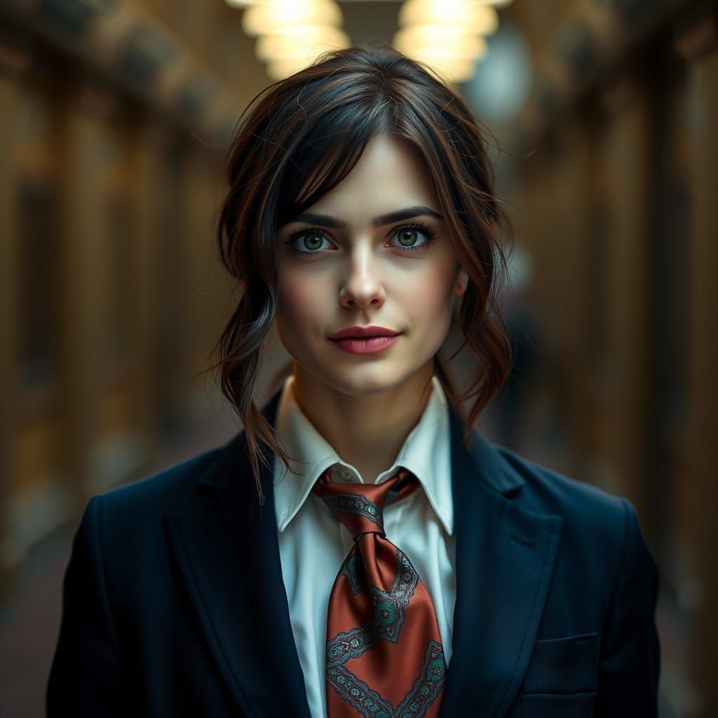 Sharp British Executive in Elegant Silk Businesssuit