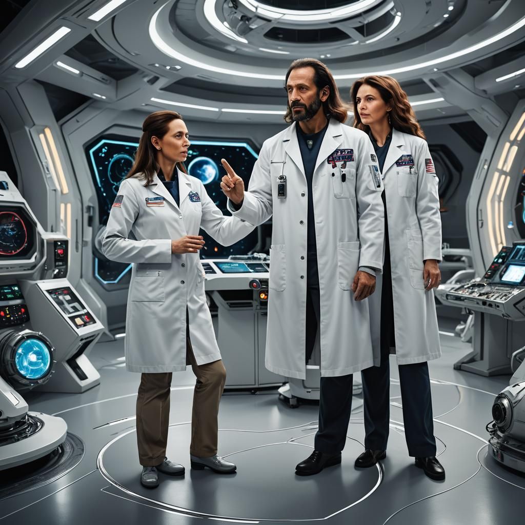 Nassim Haramein in Futuristic Lab, Hyperrealistic Art