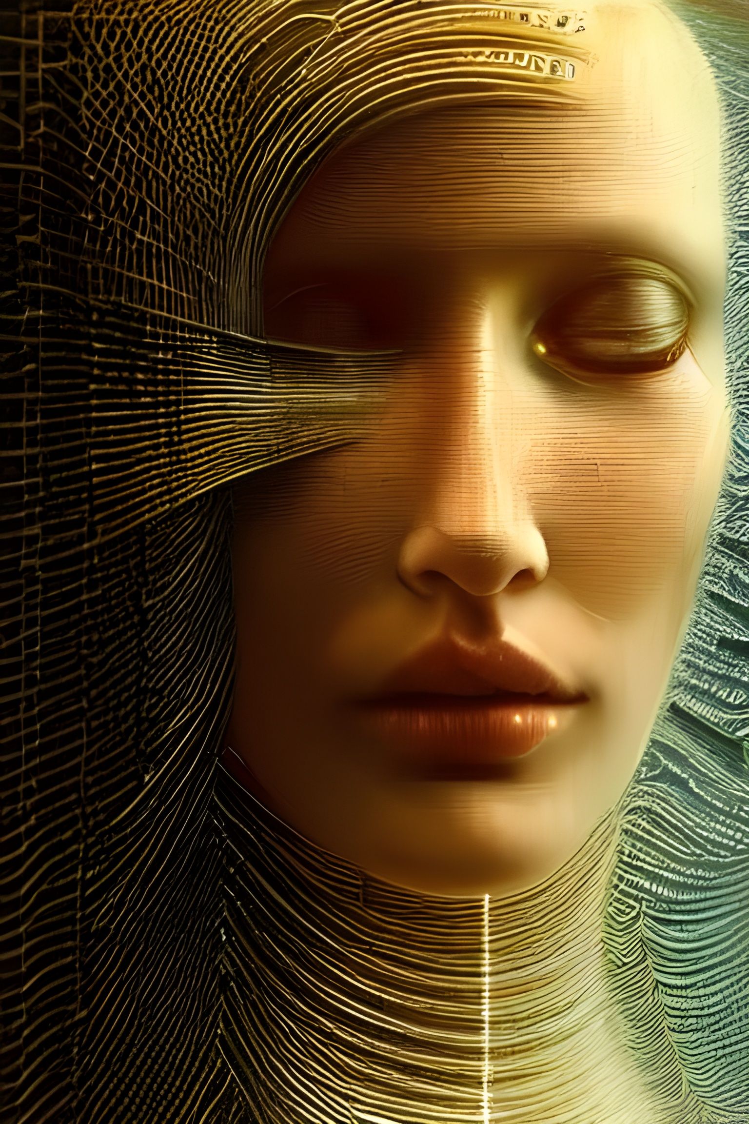 Cyberpunk Mechanical Woman Portrait with Intricate Details