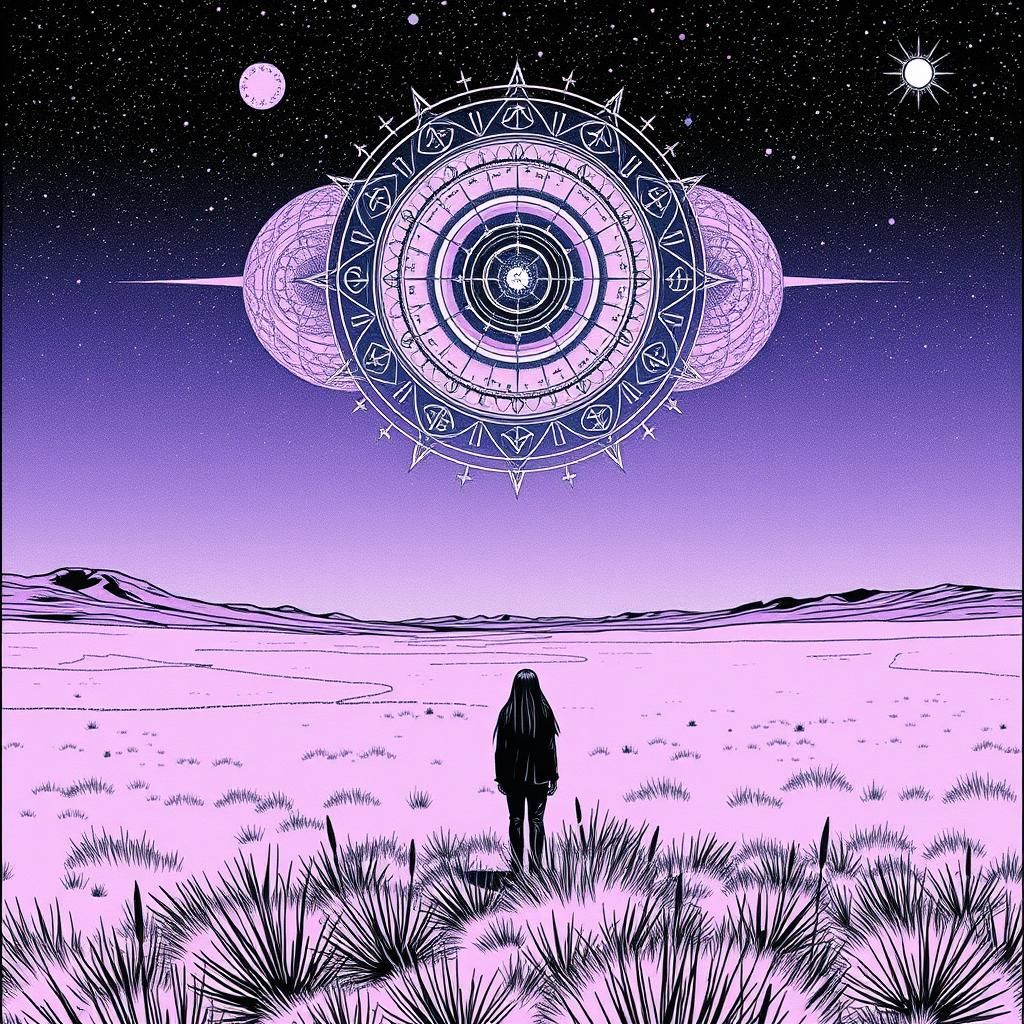 Surreal Celestial Galaxy Storm in Minimalist Style