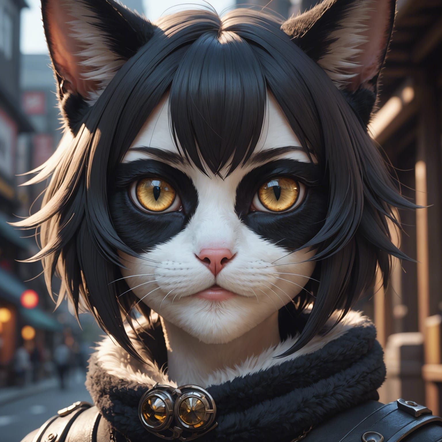 Detailed 3D Anime Cat Eyes, Digital Art