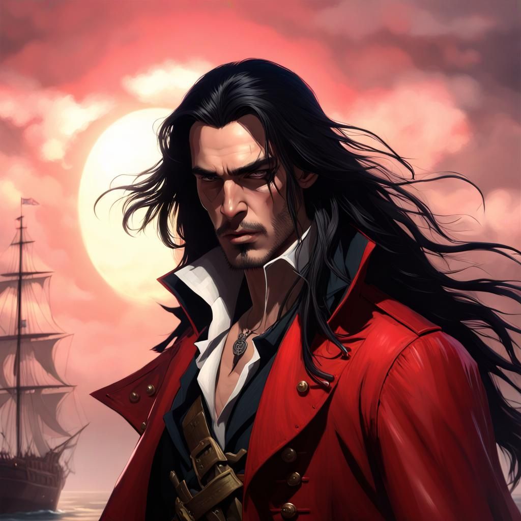 Handsome Pirate Vampire in Dark Fantasy Style