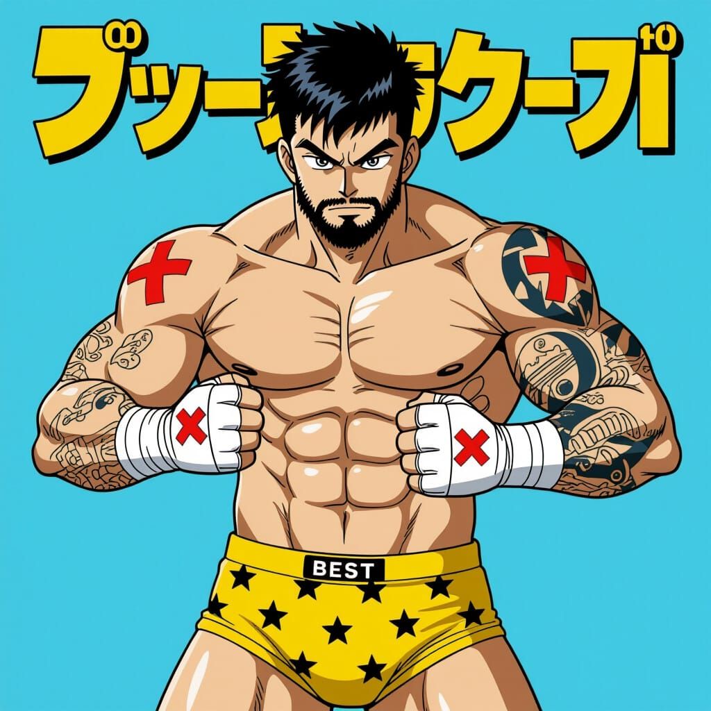 Anime Wrestler Ready for Battle