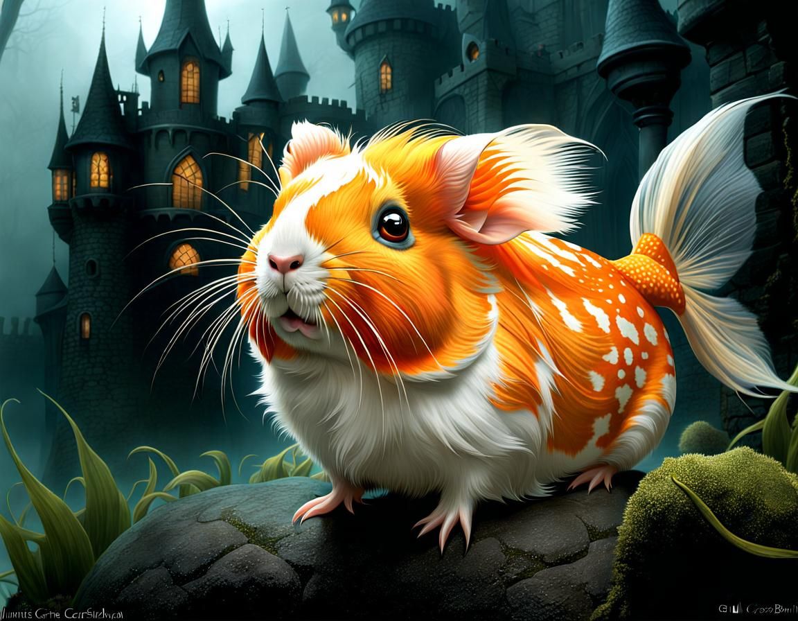Furry Goldfish-Guinea Pig Hybrid in Spooky Castle