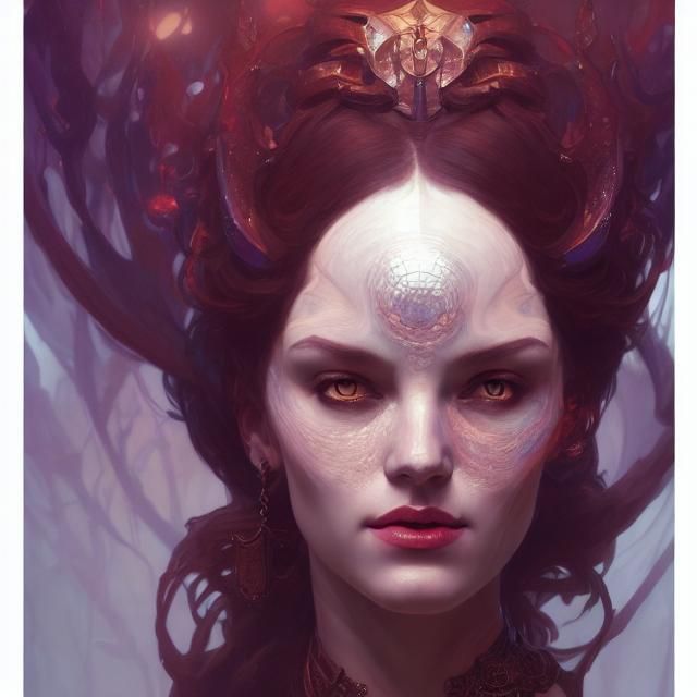 Lilith Portrait in Hyperdetailed Art Nouveau Style