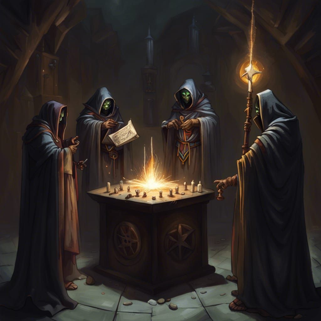 Cultists Summoning Star Spawn: Dark Fantasy Ritual
