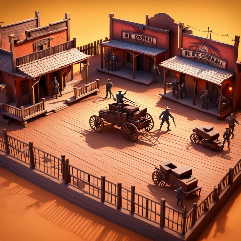 OK Corral Gunfight in 3D Pop-Up Book Style