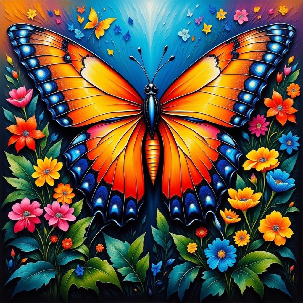Impasto Butterfly with Expressive Brushstrokes