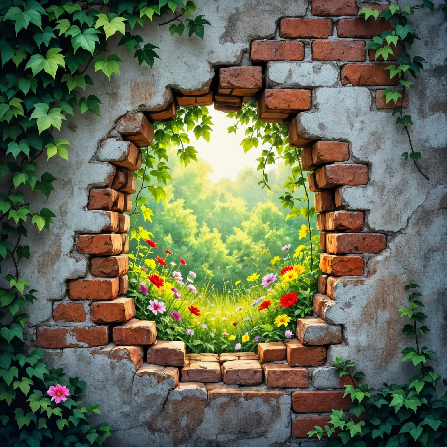 Hidden Garden Oasis Behind Brick Wall