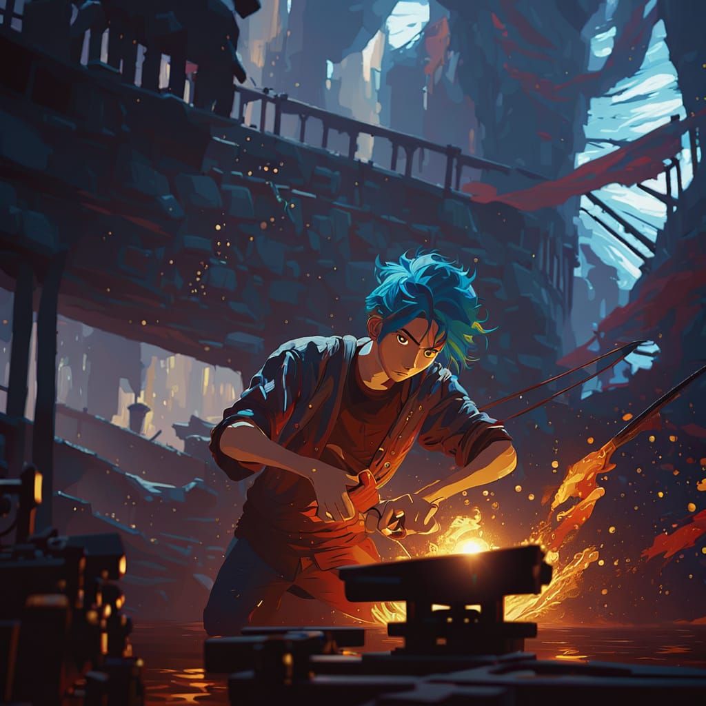 Pirate on Ship in Anime Style with Dynamic Lighting