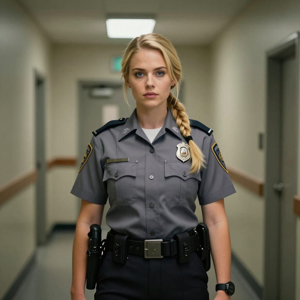 Confident Female Police Officer in Uniform