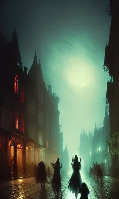 Eerie Ghosts Dance in Demonic Victorian Street