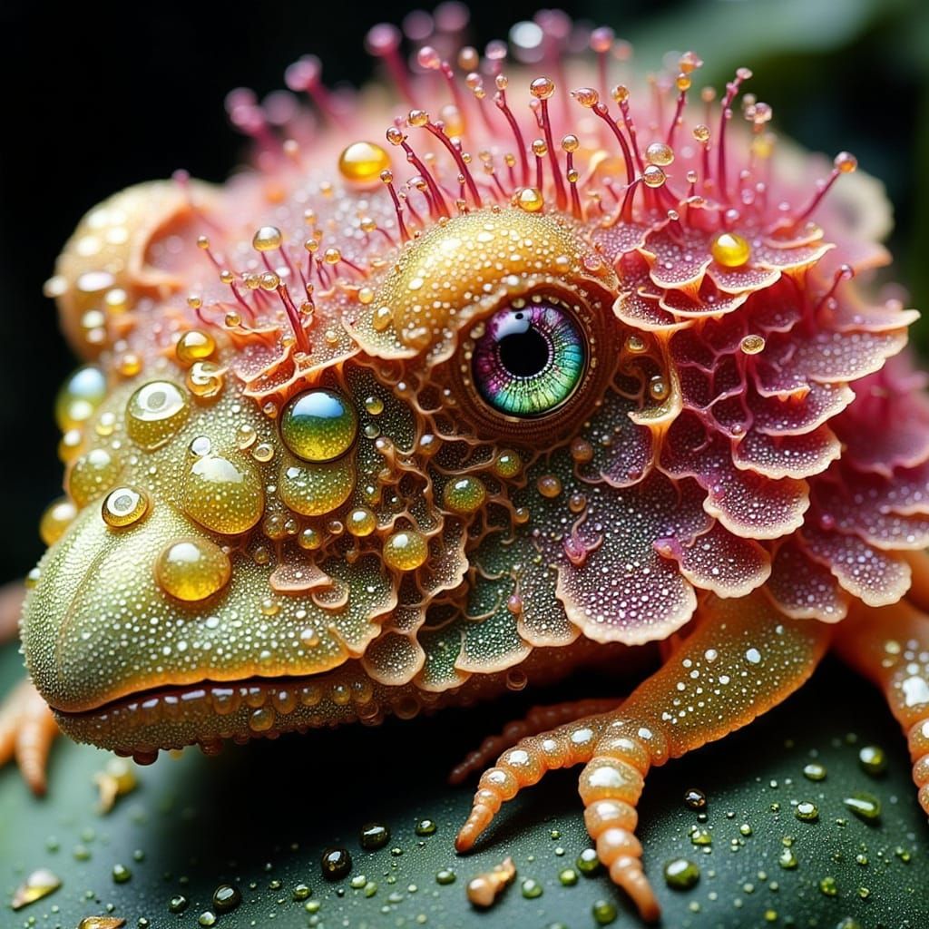 Intricate Macro Photograph of a Frog with Mandala Tattoos