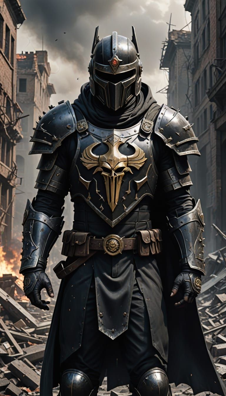 Futuristic Soldier of Darkness and Light in Photorealistic A...