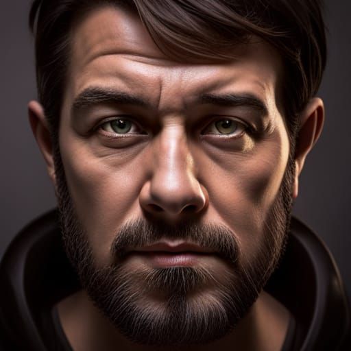 Detailed Portrait of a Middle-Aged Man, Professional Photogr...