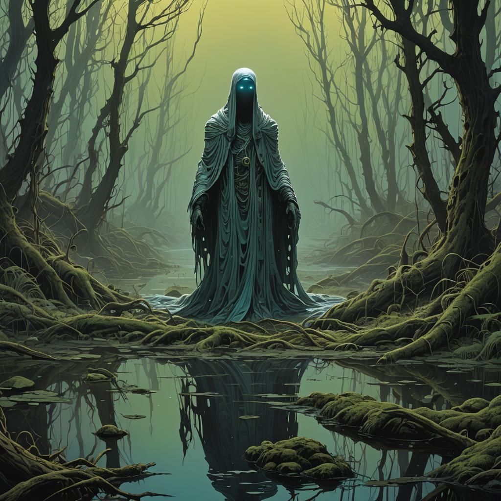 Ethereal Swamp Specter in Graphic Novel Style