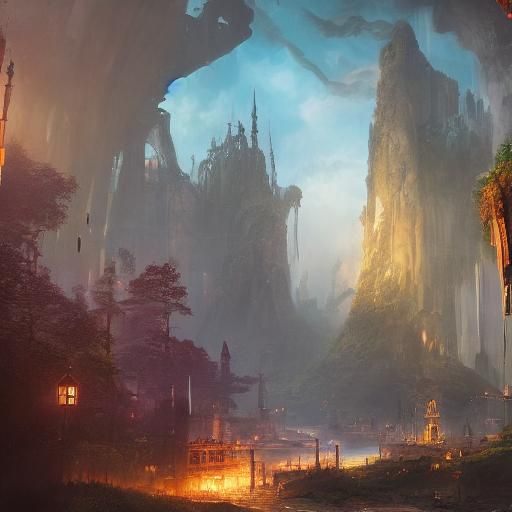 Fantastical Matte Painting in Deep Color, 8K