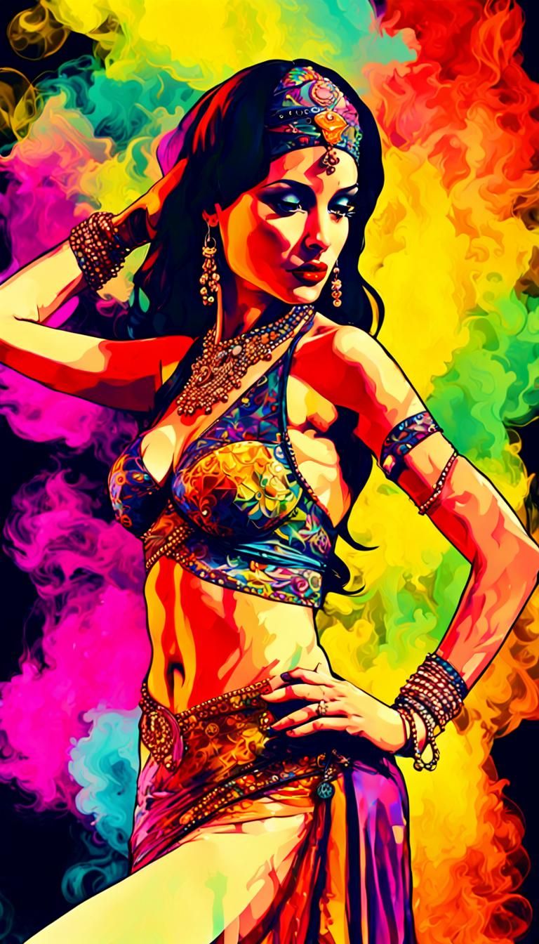 Colorful Belly Dancer in Pop Art Style