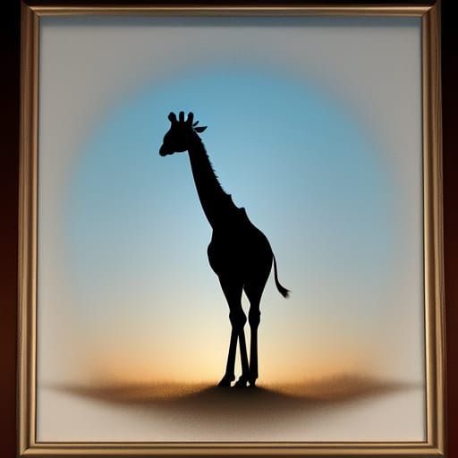 Majestic Giraffe Silhouette Against a Vibrant Sky