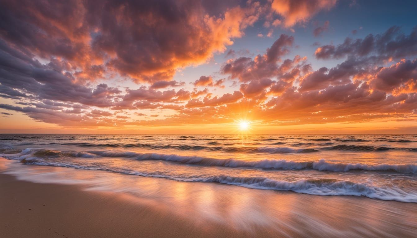 Mesmerizing Sunset Over Sandy White Beach