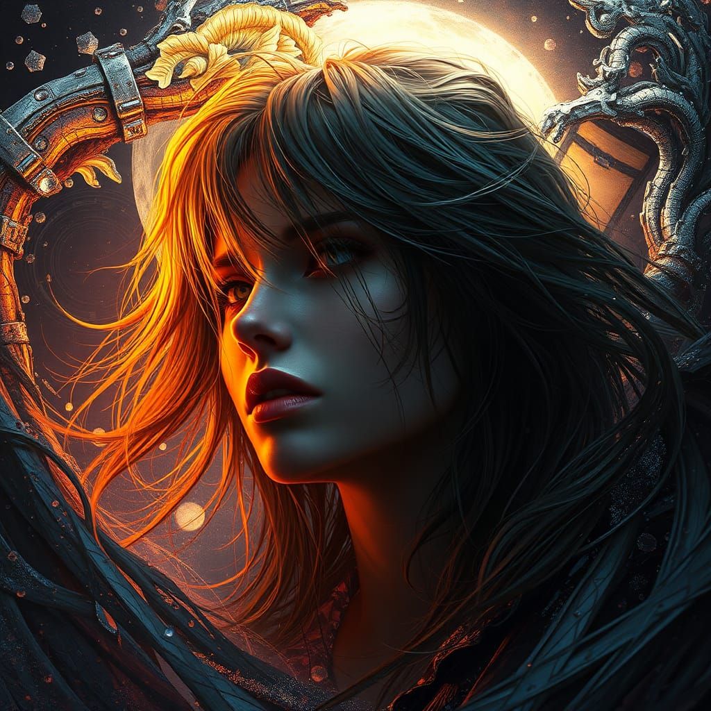Portraits with Glowing Hair, Hyperdetailed Concept Art