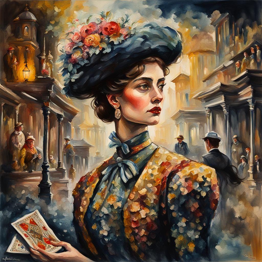 Lady Luck in Gouache Watercolor Style