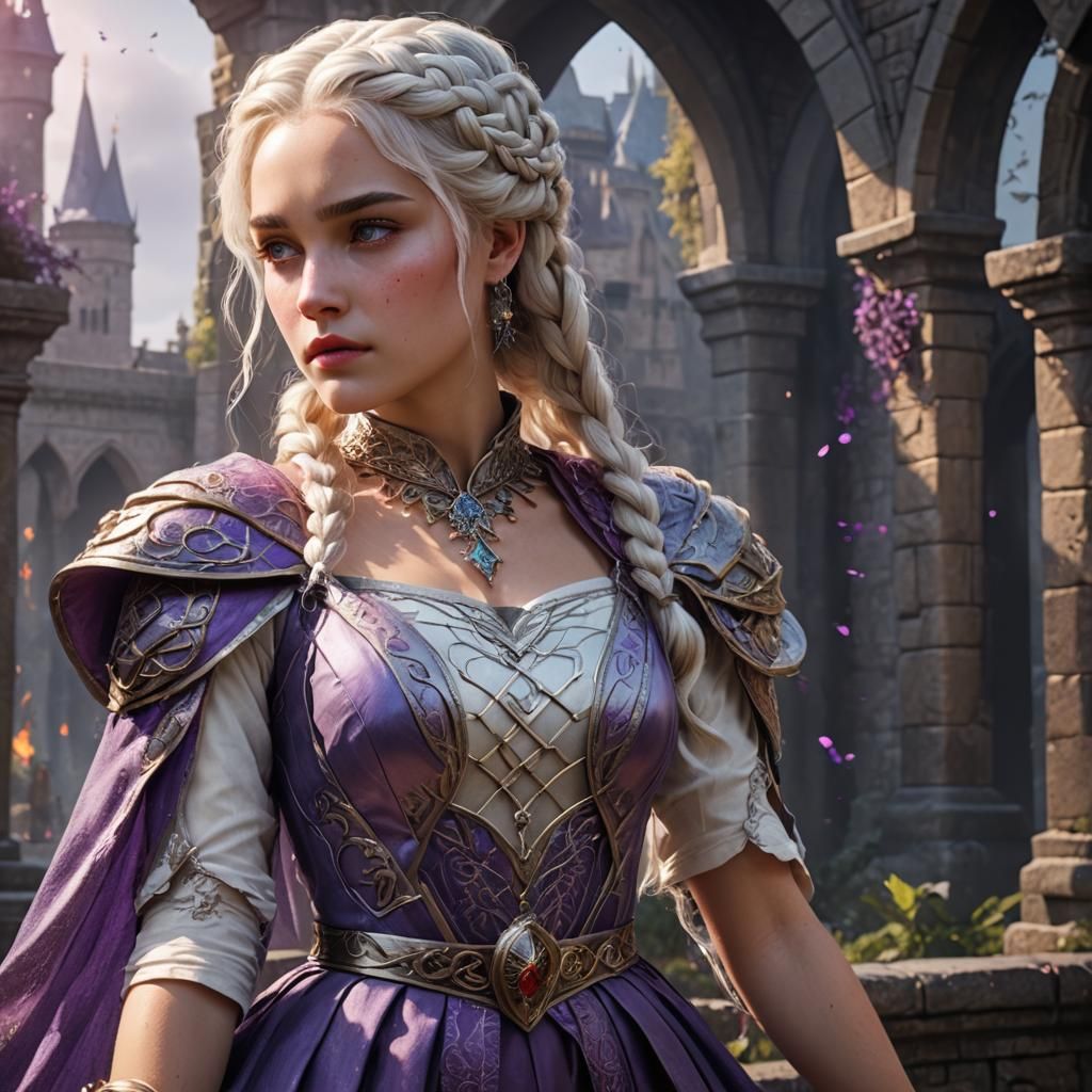 Elegant Princess with Braided Hair, Fantasy Art