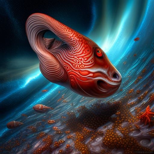 Liquid Metal Nautilus Sea Monster in HDR