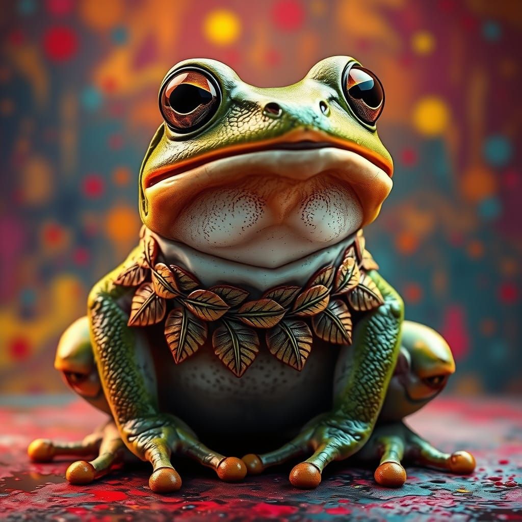 Surprised Frog in Colorful Concept Art Style