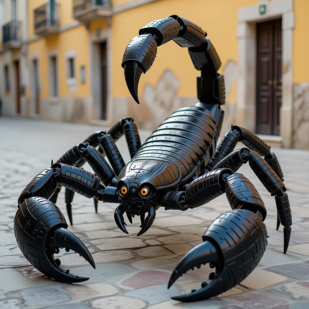 Majestic Scorpion Statue Crafted from Recycled Tires