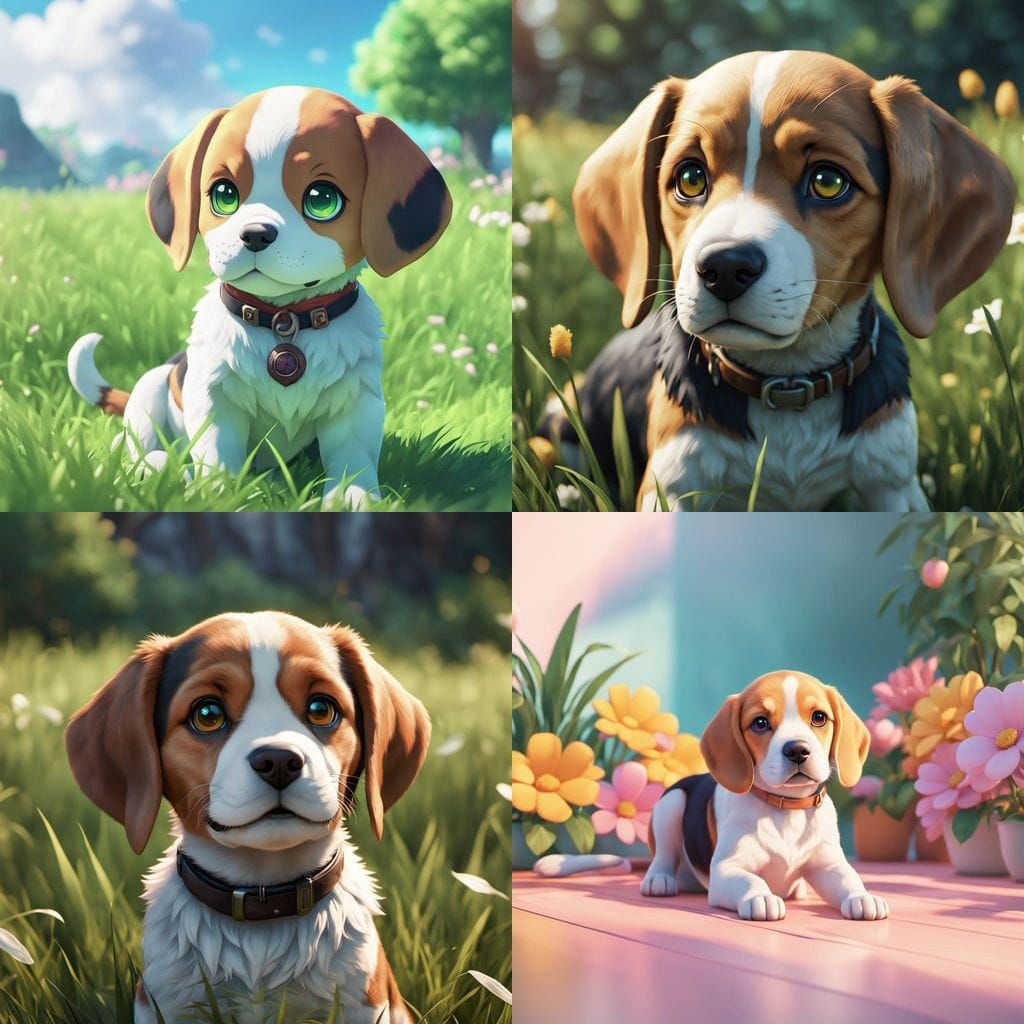 Vibrant Anime-Style Beagle Puppy in Stunning 8K Detail