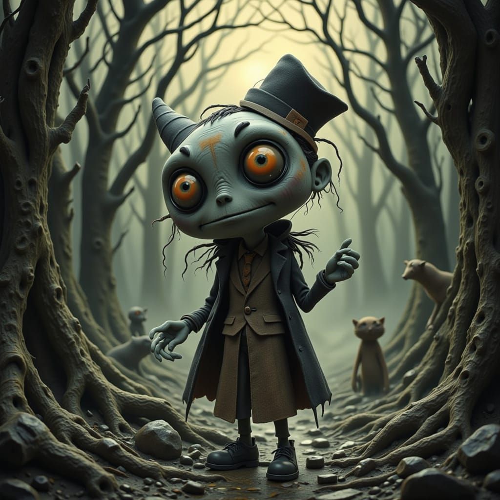 Gothic Whimsical Atmosphere in Claymation Style