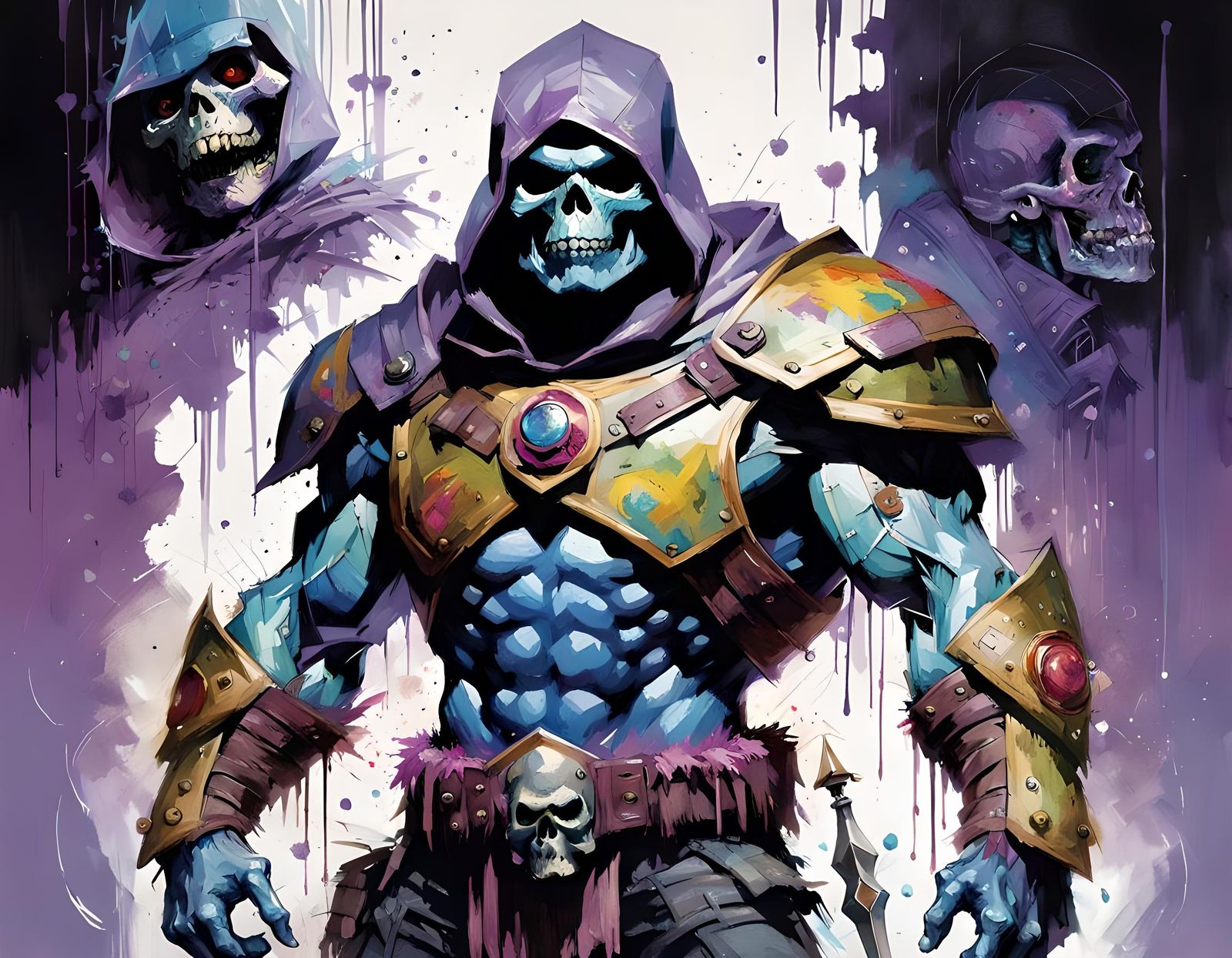 Embarrassed Skeletor with Soft Features, Detailed Fantasy Ar...