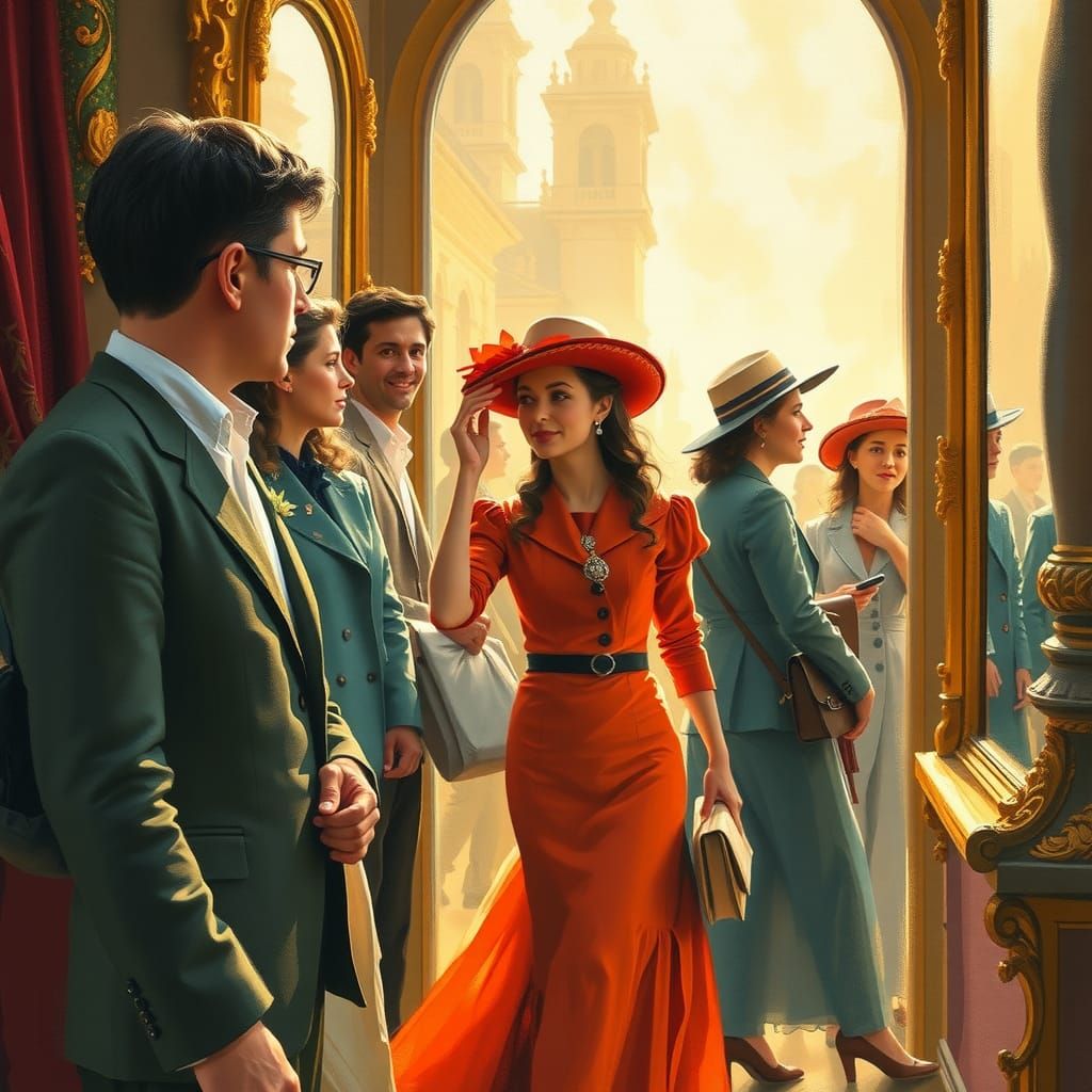 Time Traveler's Tour Guide in Impressionist Style