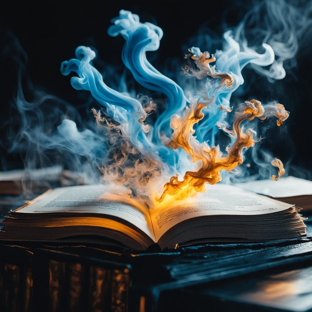 Surreal Book Dissolving on Black Ice