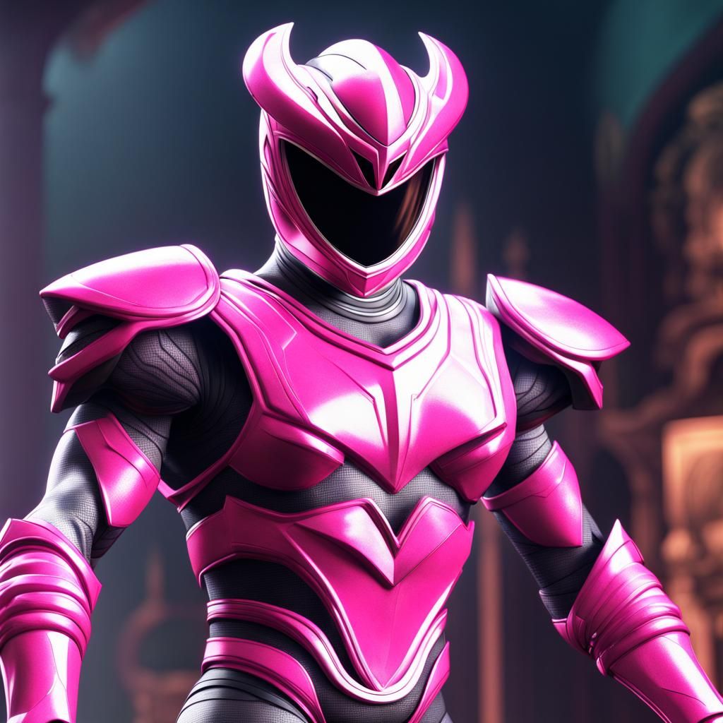 Pink Power Ranger in Detailed Matte Painting