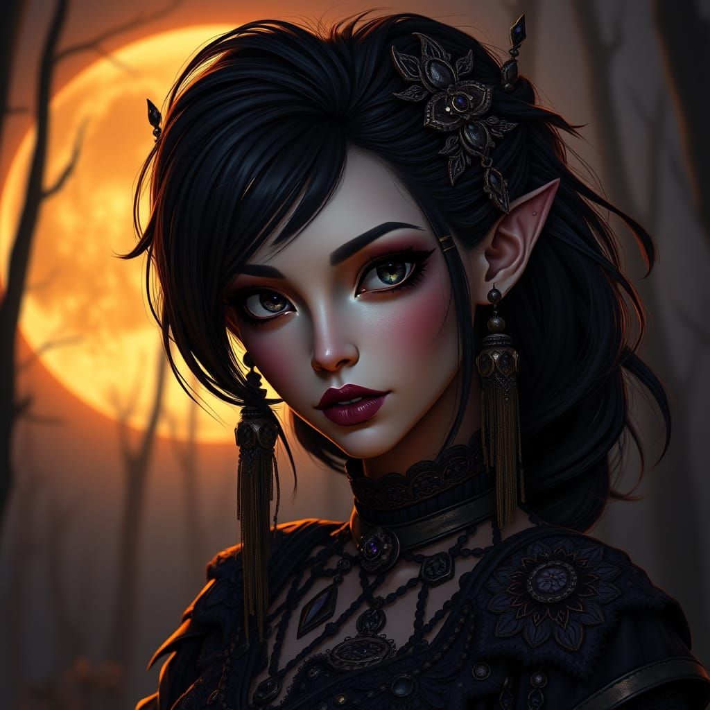 A captivating image of a female dark fantasy character with ...