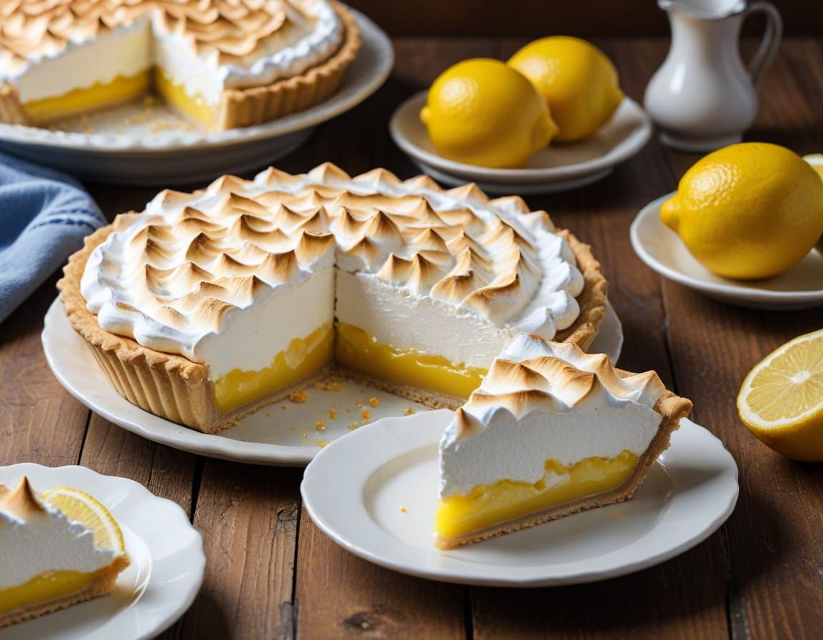 Delicious Lemon Meringue Pie with Slice Removed
