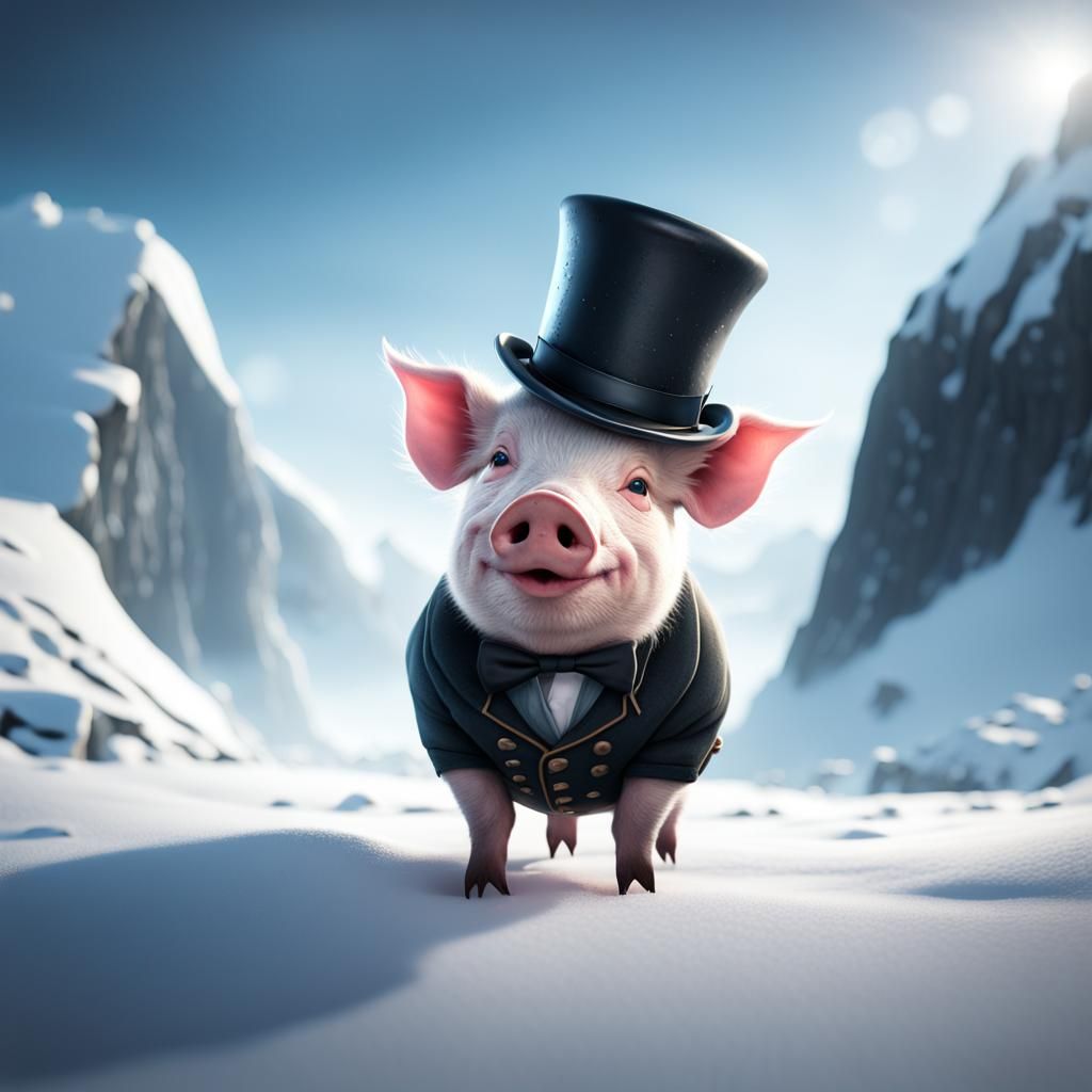 Happy Piglet's Antarctic Adventure: Detailed Matte Painting