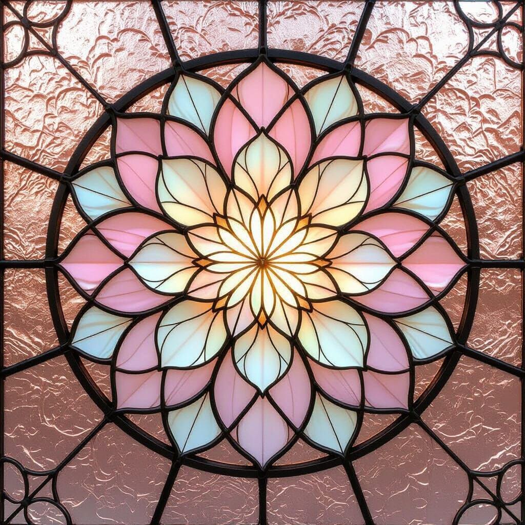 Intricate Lotus Mandala Stained Glass Art
