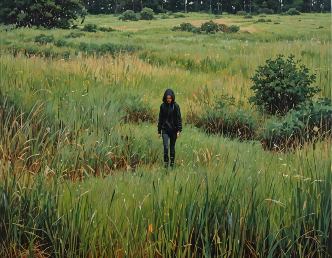 Girl in Field, Oil Painting by James Gurney