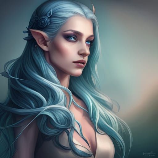 Elegant Fae Princess Portrait in Art Nouveau Style