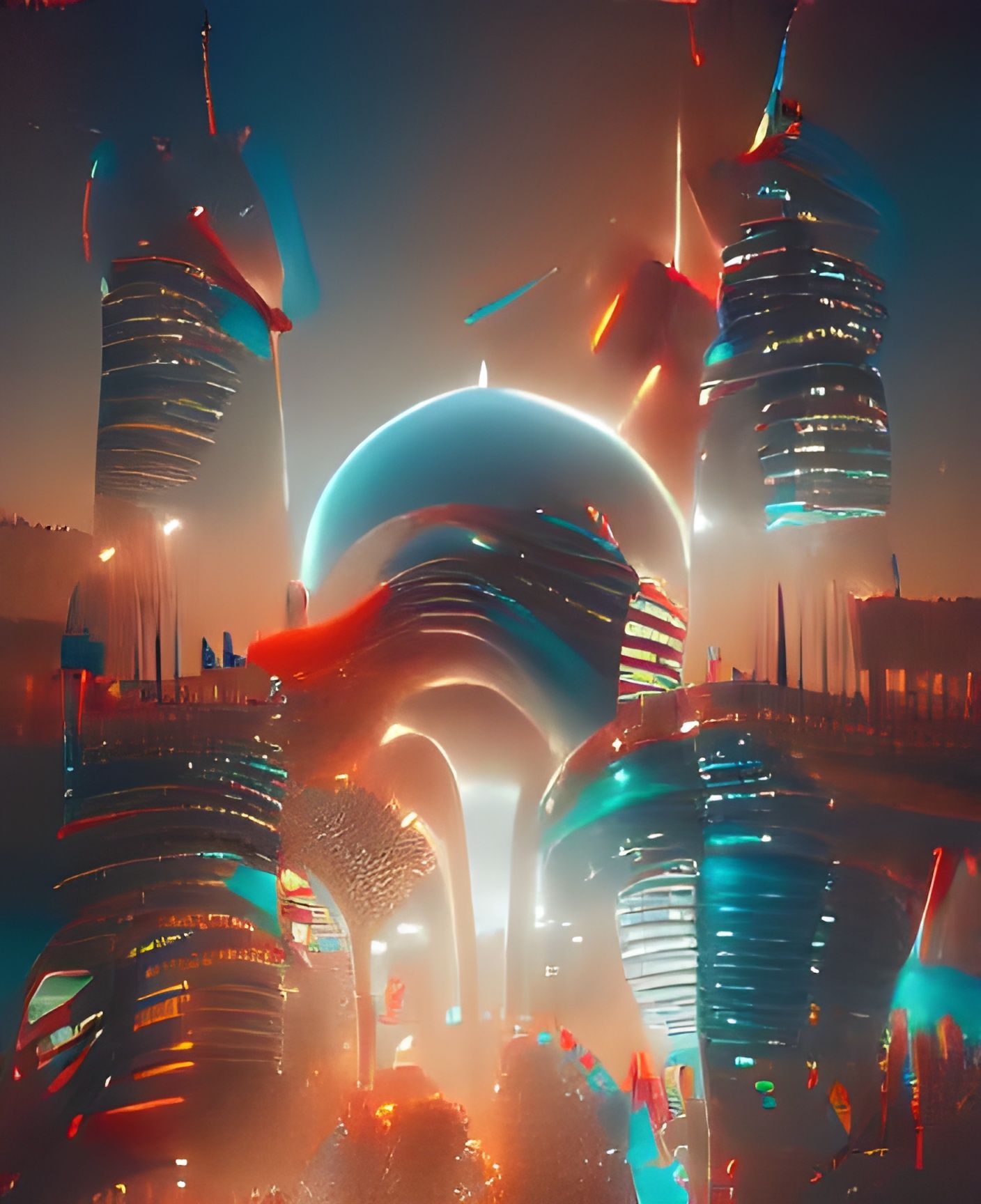 Dubai in Beeple Style: Hyperrealistic 3D Abstract Art