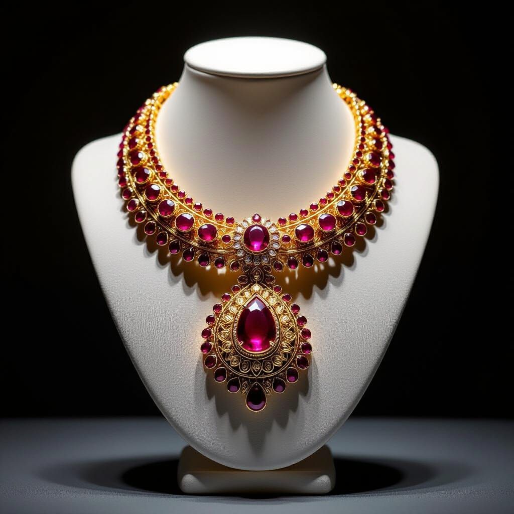 Burmese Ruby Necklace in Baroque Style