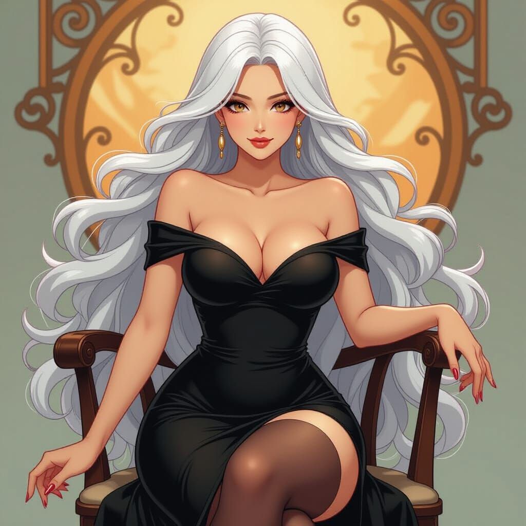 Anime Woman with Voluptuous Figure in Vibrant Style