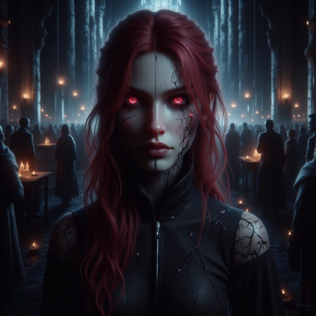 Hyperrealistic Portrait of a Woman in Dark Fantasy Style