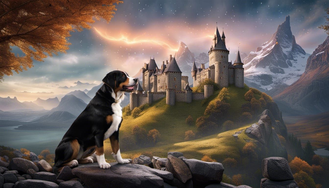 Swiss Mountain Dog Wizard in Scottish Highlands