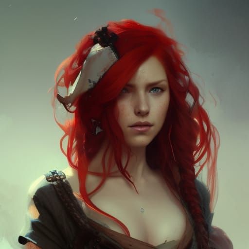 Red Haired Pirate Woman Portrait in Unreal Engine 5